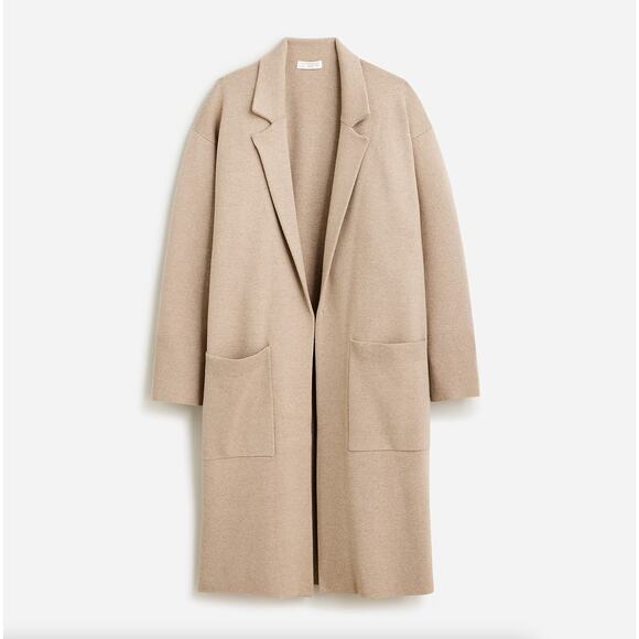 J. CREW Ella Open Front Long Sweater Blazer Heather Birch Tan Sz L {144} - Picture 2 of 7